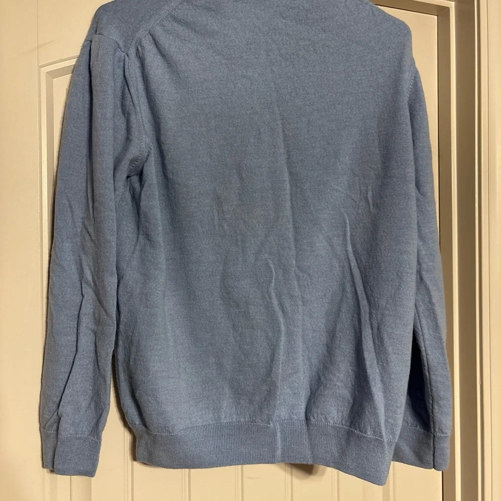 John Ashford Men's Light Blue Argyle V-Neck Sweater large